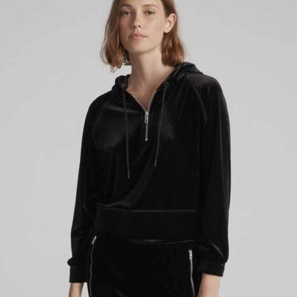 Rag & Bone Cropped Velvet Hoodie
